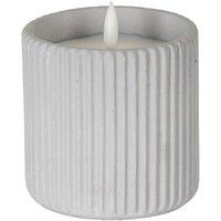 KDMD Luxe Collection Natural Glow Chalk Ribbed Large LED Candle in Light Grey