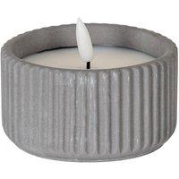 KDMD Luxe Collection Natural Glow Ribbed Small LED Candle in Grey