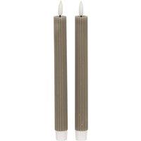 KDMD Luxe Collection Natural Glow Grey Ribbed Taper Candles - 24cm