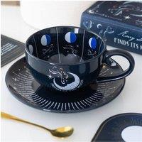 KDMD Blue Moon Phase Tea Cup & Saucer Set for Celestial Tea Rituals