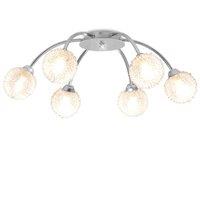 Berkfield Home Ceiling Lamp with 6 LED Bulbs G9 240 W in Silver