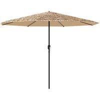 Berkfield Home Garden Parasol with Steel Pole Brown 388x388x248 cm in Light Tan | Size: 388 x 388 x 248 cm