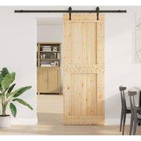 Berkfield Home Sliding Door with Hardware Set 85x210 cm Solid Wood Pine in Light Tan