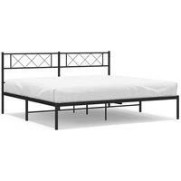 Berkfield Home Metal Bed Frame with Headboard Black 193x203 cm