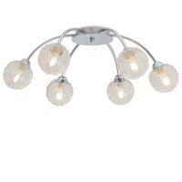Berkfield Home White Ceiling Lamp with 6 LED Bulbs G9 240 W in Silver