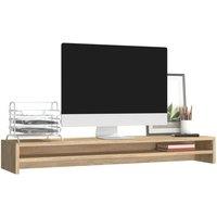 Berkfield Home Monitor Stand Sonoma Oak 100x24x13 cm Engineered Wood in Light Oak | Size: 100 x 24 x 13 cm
