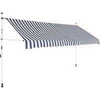 Berkfield Home Manual Retractable Awning 350 cm Blue & White Stripes
