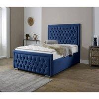 Furniture 786 Valencia Plush Velvet Upholsered Single 3Feet Bed in Blue
