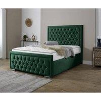 Furniture 786 Valencia Plush Velvet Upholsered Single 3Feet Bed in Green