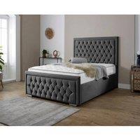 Furniture 786 Valencia Plush Velvet Upholsered Double 4.6Feet Bed in Grey