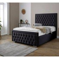 Furniture 786 Valencia Plush Velvet Upholsered King 5Feet Bed in Black