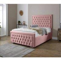 Furniture 786 Valencia Plush Velvet Upholsered King 5Feet Bed in Pink