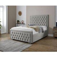Furniture 786 Valencia Plush Velvet Upholsered King 5Feet Bed in Silver
