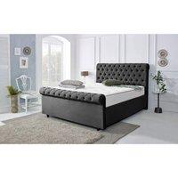 Furniture 786 Berline Plush Velvet Upholstered Small Double 4feet Bed in Grey
