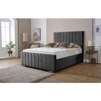 Furniture 786 Lisbon Plush Velvet Upholstered Small Double 4Feet Bed in Grey