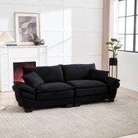 Direct Wicker Modern Oversized Loveseat Couch Upholstered Sofa in Black | Size: 2 Seater