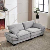 Direct Wicker Modern Oversized Loveseat Couch Upholstered Sofa in Light Grey | Size: 2 Seater