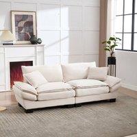 Direct Wicker Modern Oversized Loveseat Couch Upholstered Sofa in Beige | Size: 2 Seater