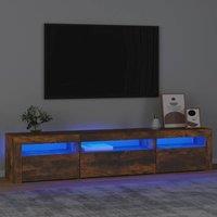 Berkfield Home TV Cabinet with LED Lights Smoked Oak 195x35x40 cm in Brown | Size: 195 x 35 x 40 cm