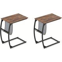 Costway 2PCS C-Shaped Side Tables Industrial End Tables Nightstands in Brown