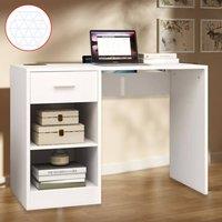 Ventryn 100cm Computer Desk with Drawer & 2 Shelves Study Writing Laptop Table in White