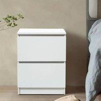 Ventryn Modern Style Bedside Table Storage Cabinet with Drawers in White