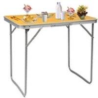 EONLION Orange Folding Trestle Table Portable for Camping Garden Party Dinner in Natural
