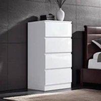 EONLION White Gloss 4 Drawer Chest of Drawers Handleless Scandinavian Bedroom