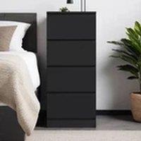 EONLION Black 4 Drawer Chest of Drawers Handleless Scandinavian Bedroom
