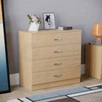 EONLION Pine 4 Drawer Chest of Drawers Metal Handles Bedroom Storage Furniture in Brown