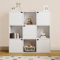 EONLION 9 Cube Wooden Bookcase Storage Shelving Display Unit in White