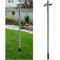 VOGREX Heavy Duty Galvanized 2.4m Washing Line Post, Clothes Pole With Socket in Silver