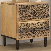 Berkfield Home Bedside Cabinet 40x33x46 cm Solid Wood Mango in Brown | Size: 40 x 33 x 46 cm