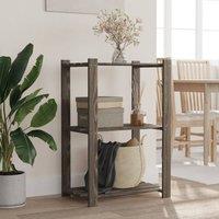 Berkfield Home 3-Tier Storage Rack Grey 60x38x90 cm Solid Wood Pine | Size: 60 x 38 x 90 cm