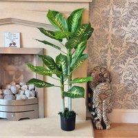 Voltico Artificial Dieffenbachia Tree in Pot 100cm Realistic Indoor Plant in Green | Size: 100 cm