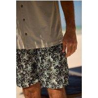 Weird Fish Men's Orcha Printed Swim Shorts in Jet Black | Size: 38