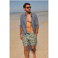 Weird Fish Men's Orcha Printed Swim Shorts in Aqua | Size: 38