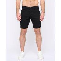 Duck&Cover Moreshore Men's Lightweight Stretch Canvas Chino Shorts with Secure Penny Pocket in Black | Size: 32