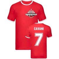 Manchester United FC Men's Mens Edinson Cavani Manchester Ringer Tee in Red | Size: XL