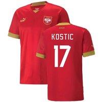 Serbia Men's Mens 2022 - 2023 Home Shirt - Kostic 17 in Red | Size: Medium