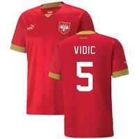 Serbia Men's Mens 2022 - 2023 Home Shirt - Vidic 5 in Red | Size: Medium
