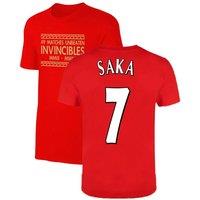 Arsenal FC Men's Mens The Invincibles 49 Unbeaten T-Shirt - Saka 7 in Red | Size: Small