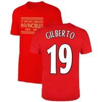 Arsenal FC Men's The Invincibles 49 Unbeaten T-Shirt - Gilberto 19 in Red | Size: Small