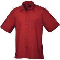 Premier Men's Short Sleeve Poplin Shirt in Burgundy | Size: 21 inches