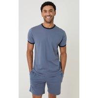 Threadbare Men's Contrast Binding Short Lounge Set in Blue | Size: Small