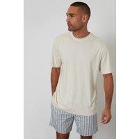 Threadbare Men's Stripe Relaxed Fit Short Pyjama in Natural | Size: Medium