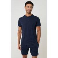 Threadbare Men's Cotton Grandad Pyjama Top & Shorts in Navy | Size: XL