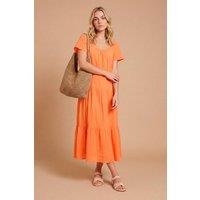Dorothy Perkins Women's Scoop Neck Tiered Maxi Dress in Orange | Size: 10