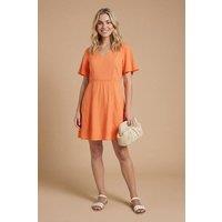 Dorothy Perkins Women's Lace Trim Angel Sleeve Mini Dress in Orange | Size: 8