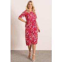 Klass. Women's Pleated Floral Print Dress in Pink | Size: 2XL